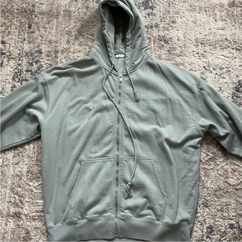 Brandy Melville Christy Sage Green oversized Zip Up Sweater